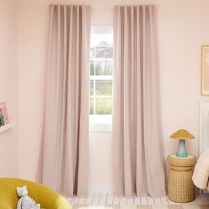 West Elm Chambray Tack Stripe Blackout Curtain in Pink 48x84